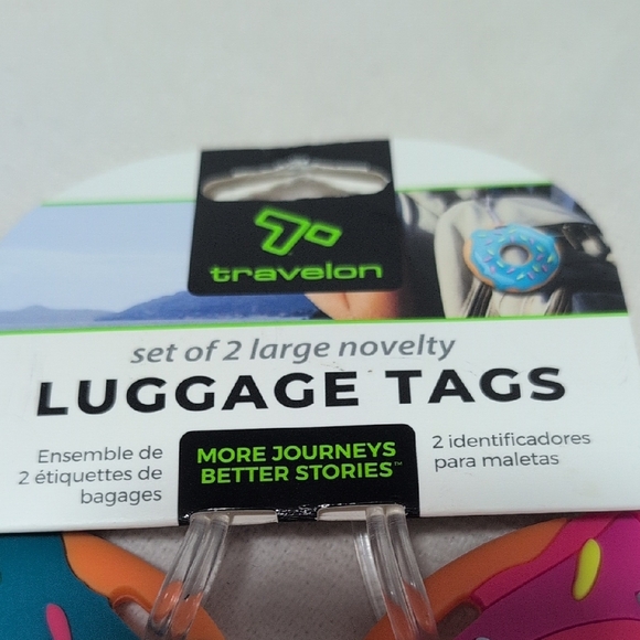 Travelon Donut Luggage Tags - Pink and Teal - Picture 3 of 7